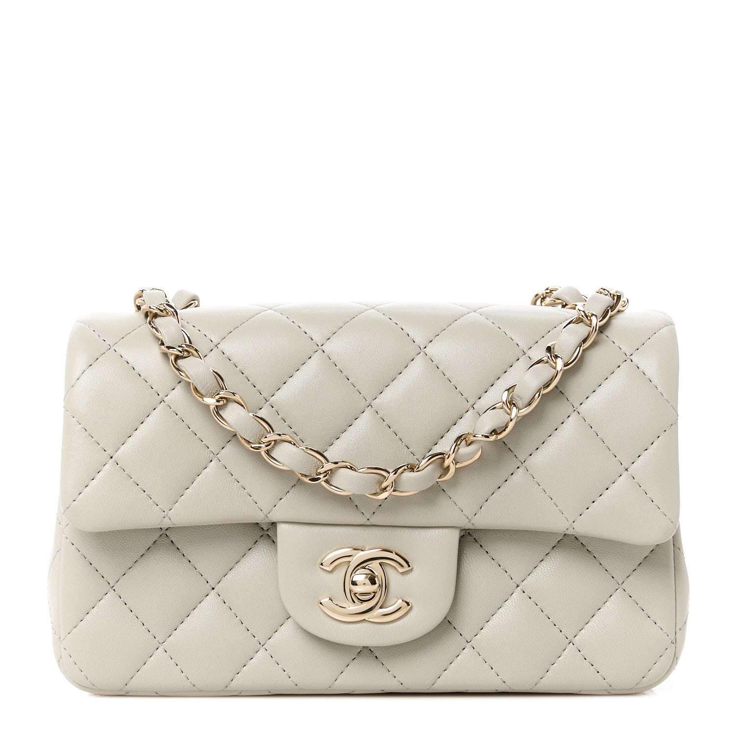 Chanel Lambskin Quilted Mini Rectangular Flap Grey 1 of 12
