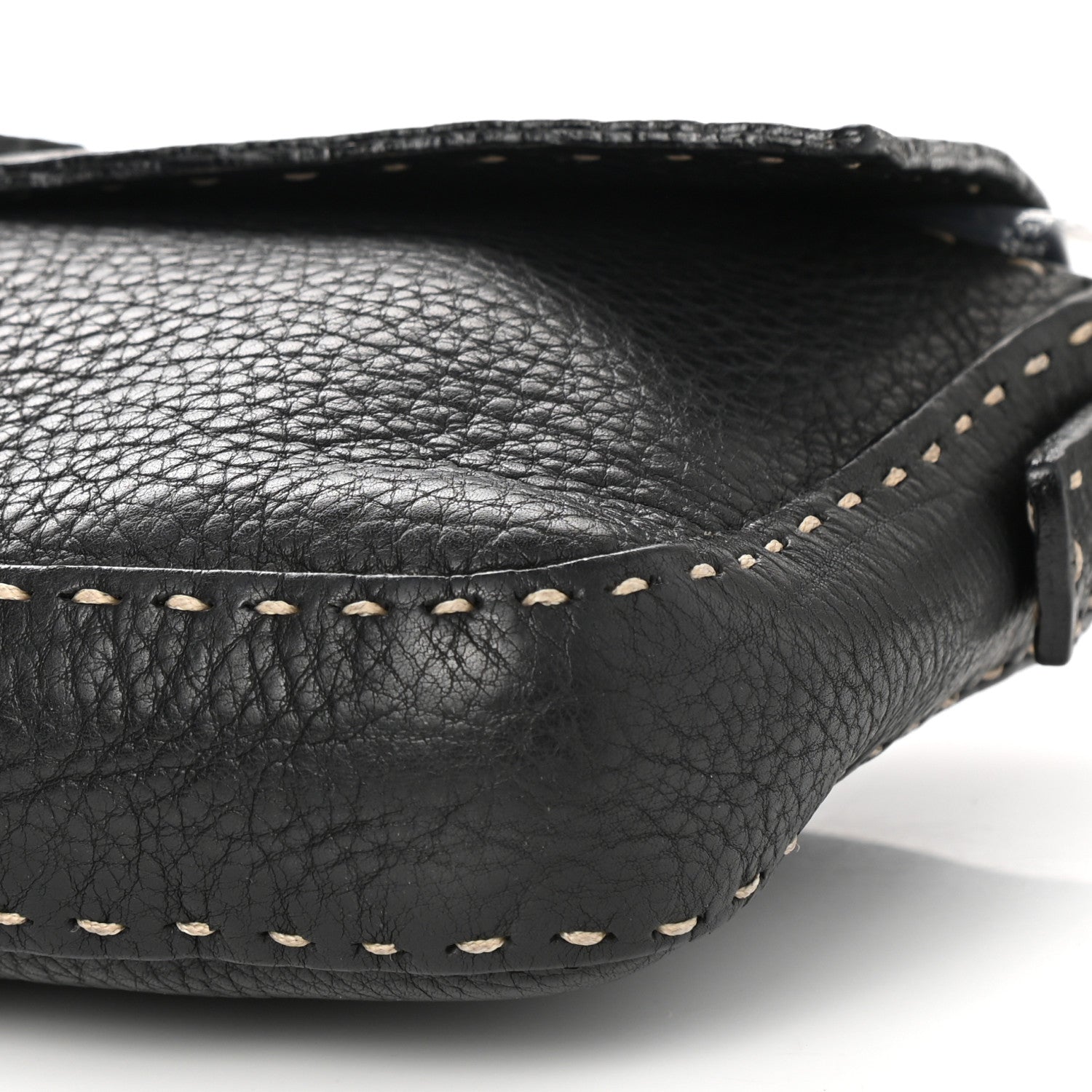 Fendi Calfskin Romano Selleria Baguette Black 9 of 13