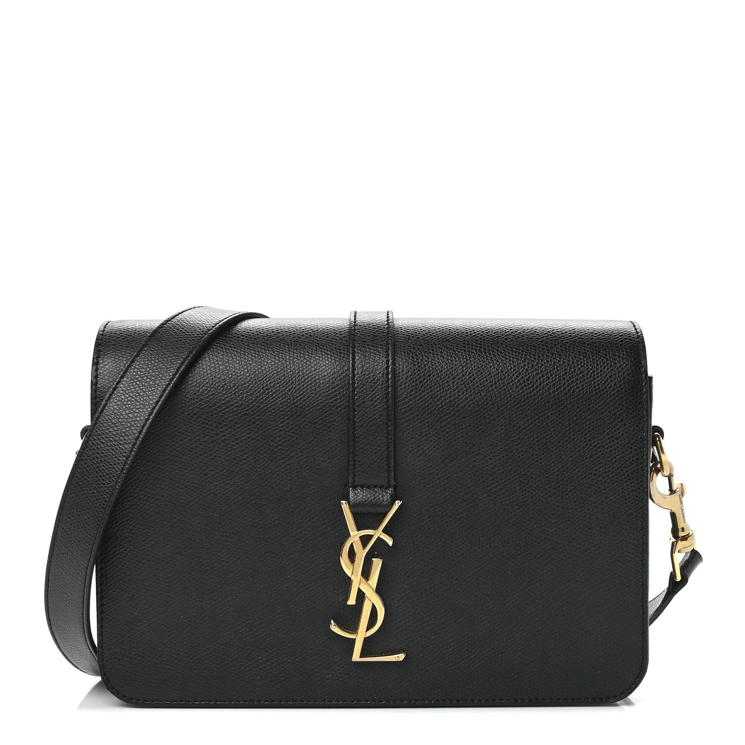 Saint Laurent Textured Calfskin Medium Classic Monogram Universite Bag Black 1 of 12