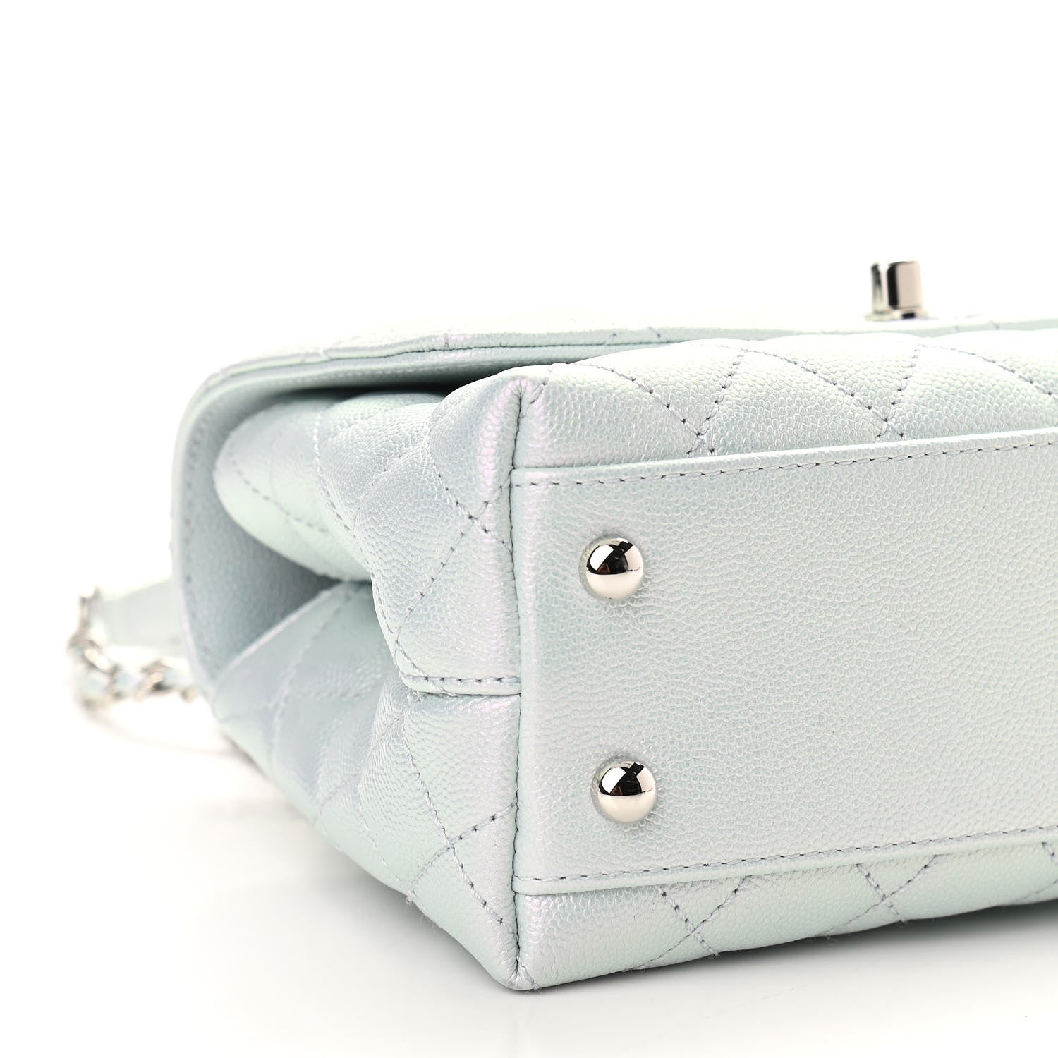 Chanel Iridescent Caviar Quilted Mini Coco Handle Flap Light Blue 9 of 10