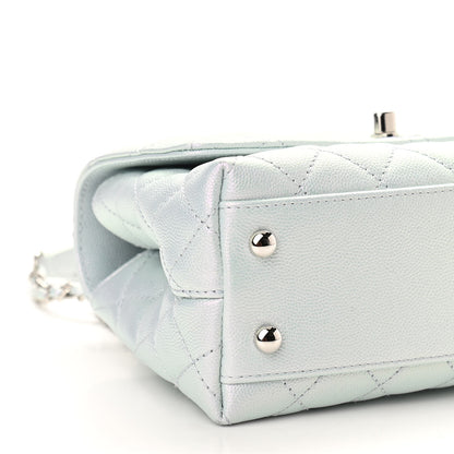 Chanel Iridescent Caviar Quilted Mini Coco Handle Flap Light Blue 9 of 10