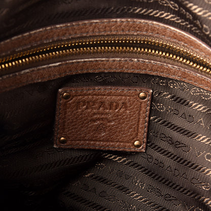 Prada Cervo Deerskin Crystal Embellished Bowler Bag Brown 6 of 8
