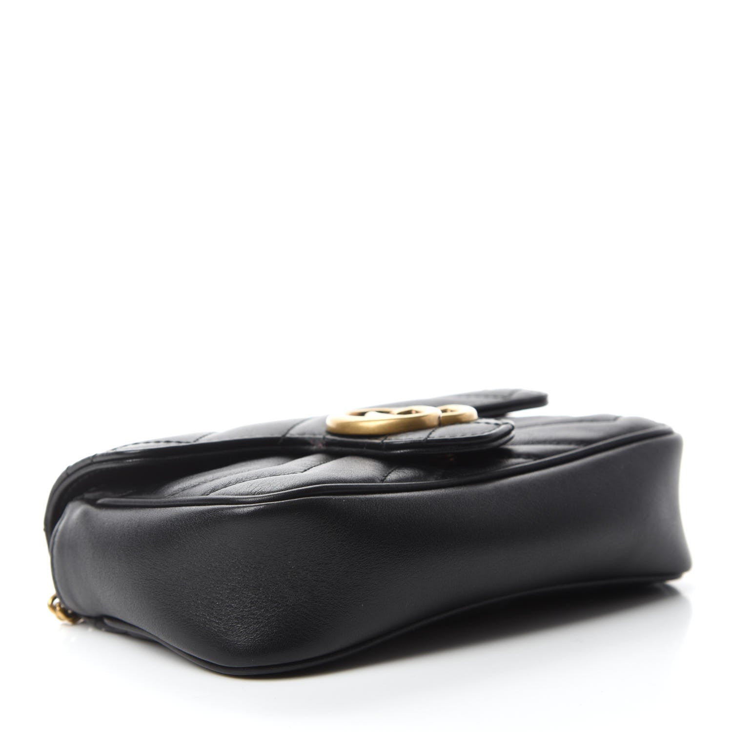 Gucci Calfskin Matelasse Super Mini GG Marmont Shoulder Bag Black 4 of 12