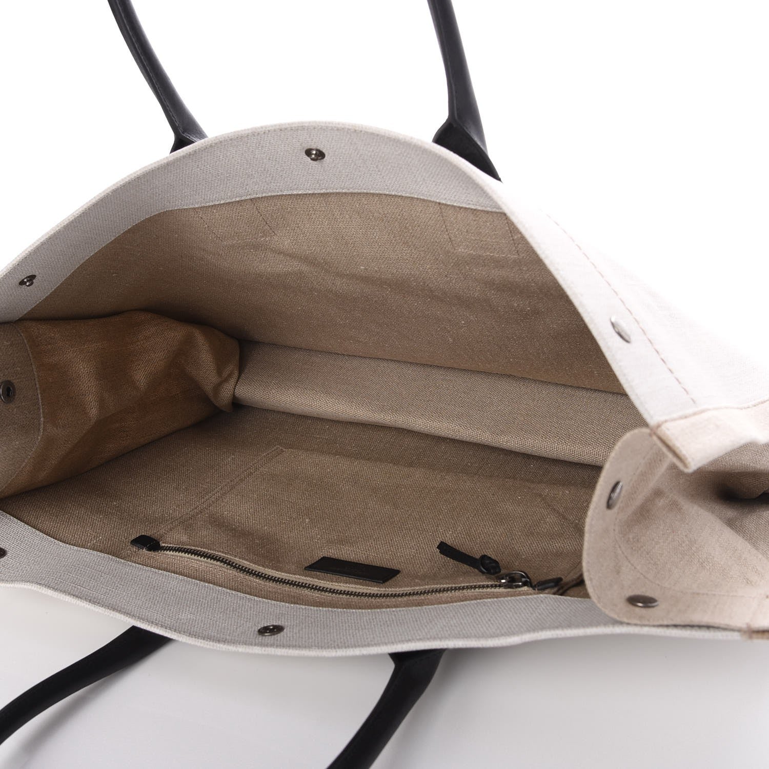 Saint Laurent Linen Calfskin Rive Gauche Tote Optic White 5 of 7