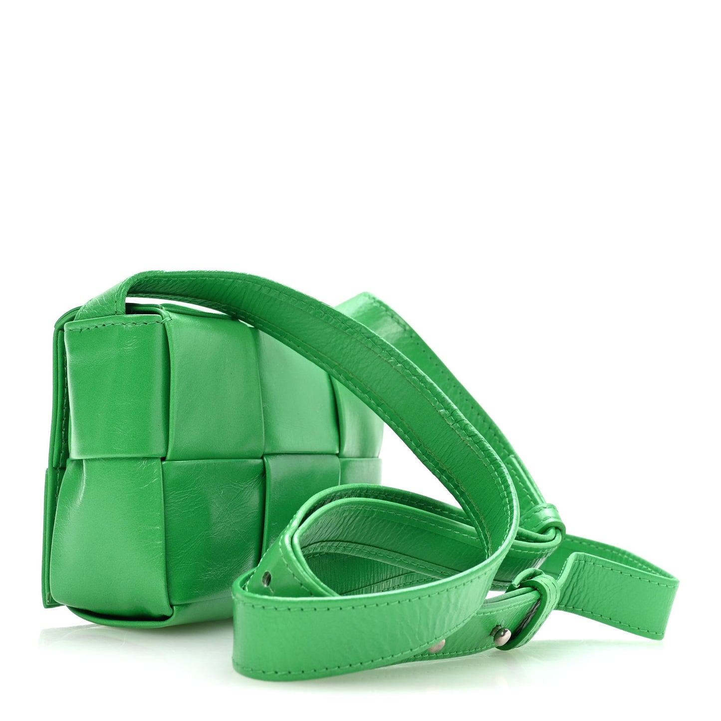 Crinkled Lambskin Maxi Intrecciato Extra Mini Cassette Crossbody Bag Parakeet