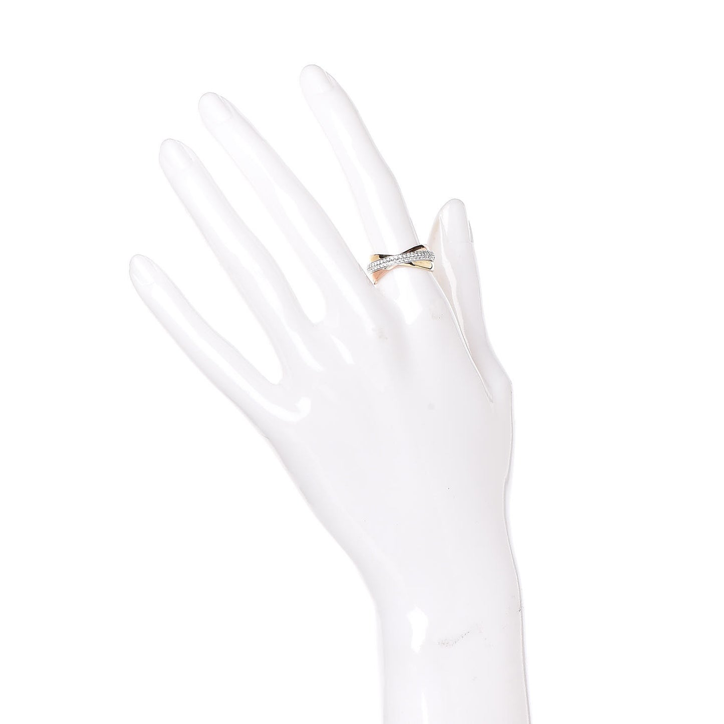 18K White Yellow Pink Gold Diamond Small Trinity Paved Ring 53 6.25
