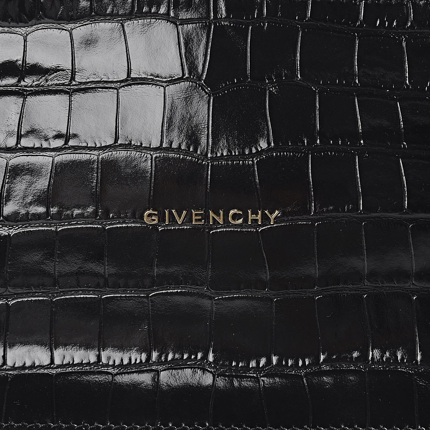 Calfskin Crocodile Embossed Small Pandora Black
