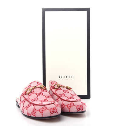 Gucci Canvas GG Monogram Horsebit Womens Princetown Slippers 36.5 Gardenia Hibiscus Red 11 of 11