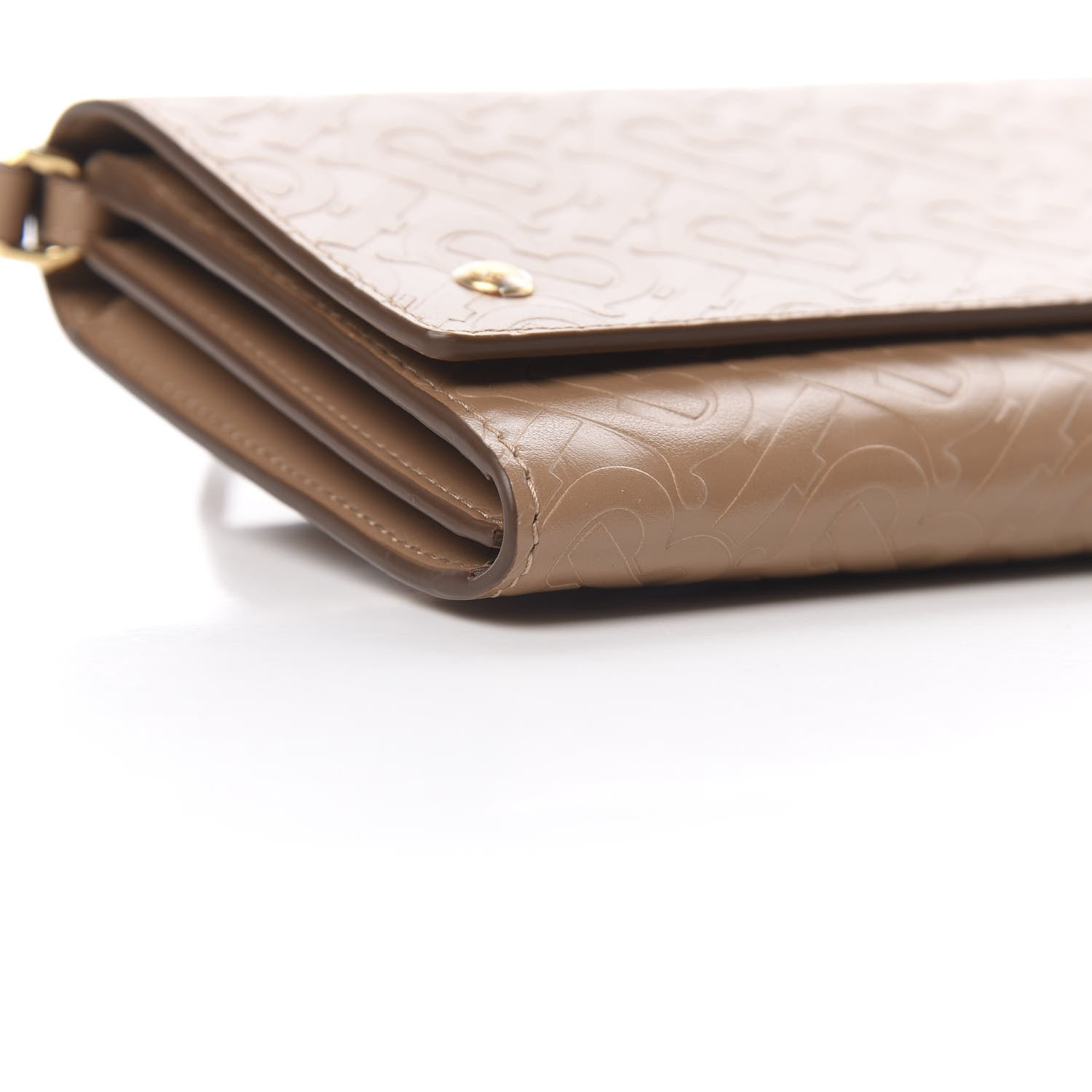 Burberry Calfskin Embossed Monogram Crossbody Light Camel 9 of 13