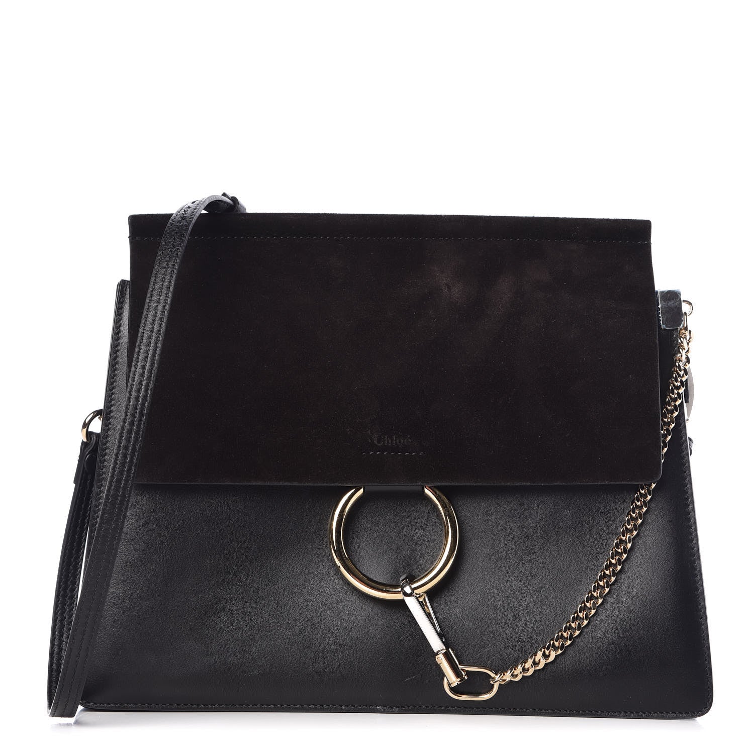 Chloe Suede Calfskin Medium Faye Shoulder Bag Black 1 of 12