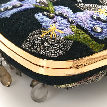 Alexander McQueen Suede Stone Eagle Embroidered Knuckle Box Clutch Black 8 of 9