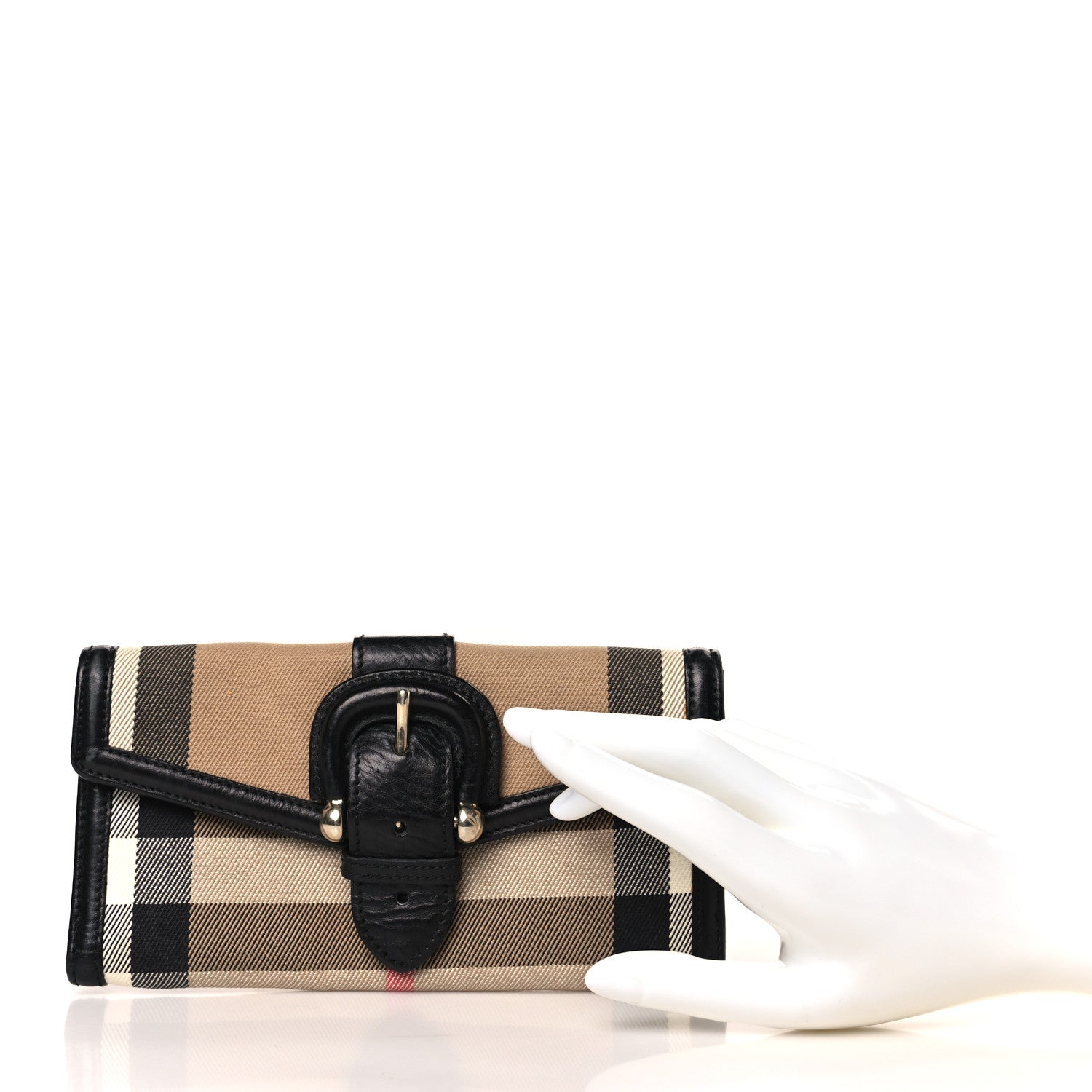 Burberry Calfskin Mega Check Continental Wallet Black 2 of 10