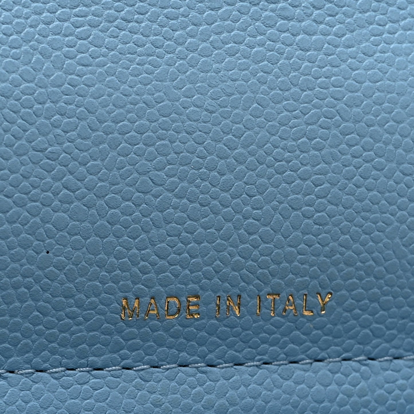 Caviar Quilted Flap Phone Holder With Chain Light Blue