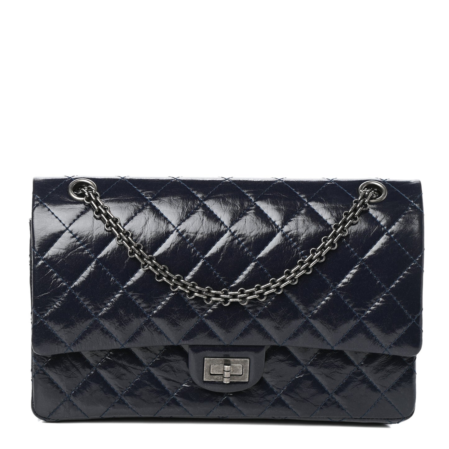 Aged Calfskin Quilted 2.55 Reissue 226 Flap Dark Navy Blue