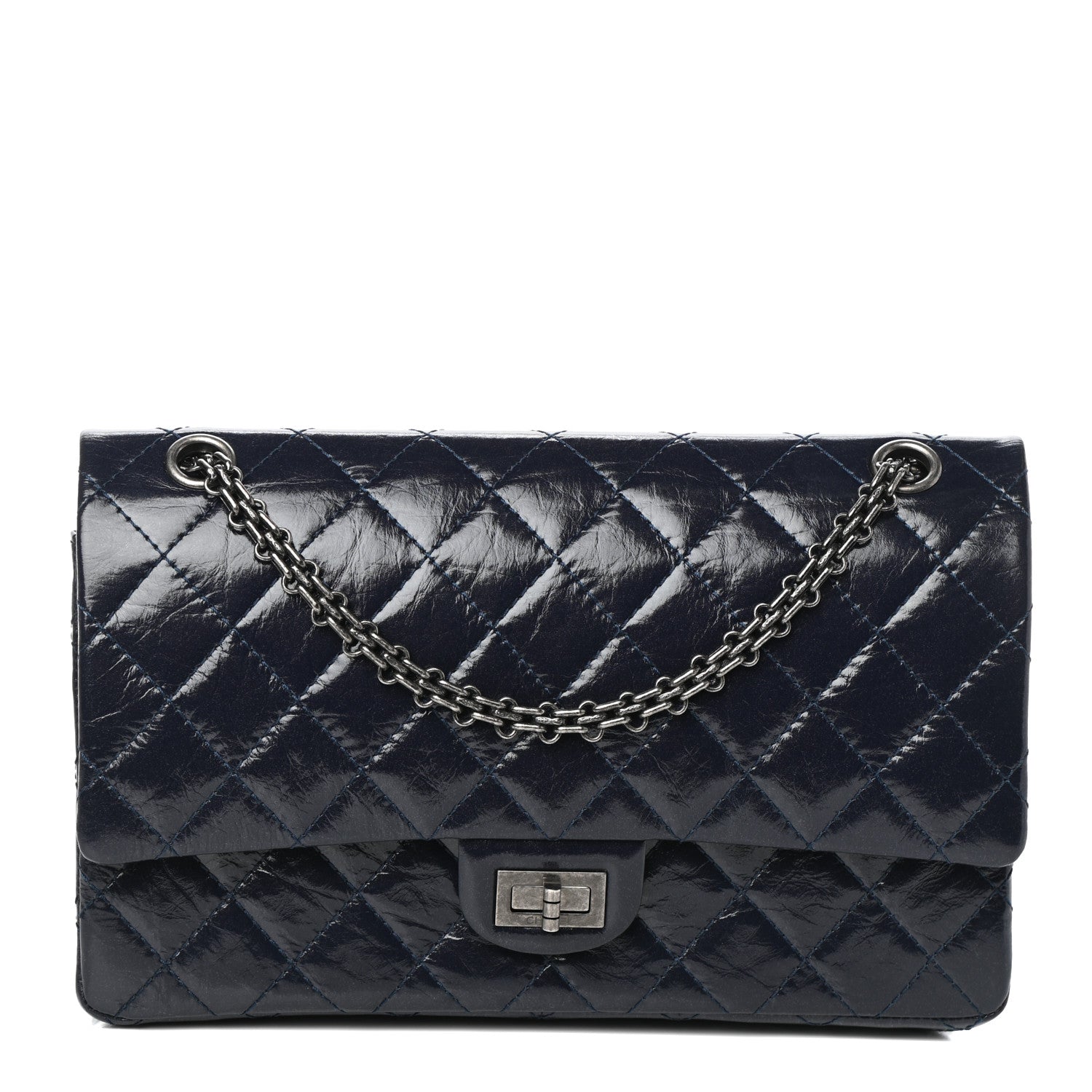 Chanel Aged Calfskin Quilted 2.55 Reissue 226 Flap Dark Navy Blue 1 of 10