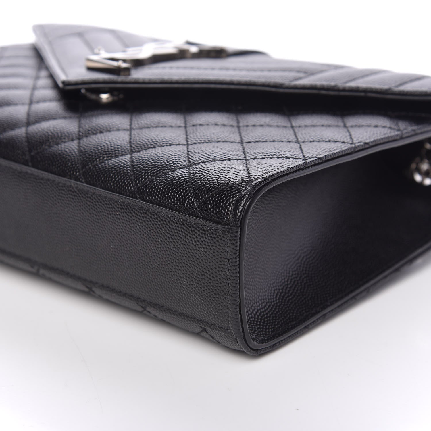Saint Laurent Grain De Poudre Textured Mixed Matelasse Triquilt Medium Monogram Satchel Black 8 of 8