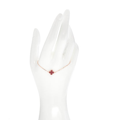 Van Cleef & Arpels 18K Rose Gold Carnelian Sweet Alhambra Bracelet 2 of 5