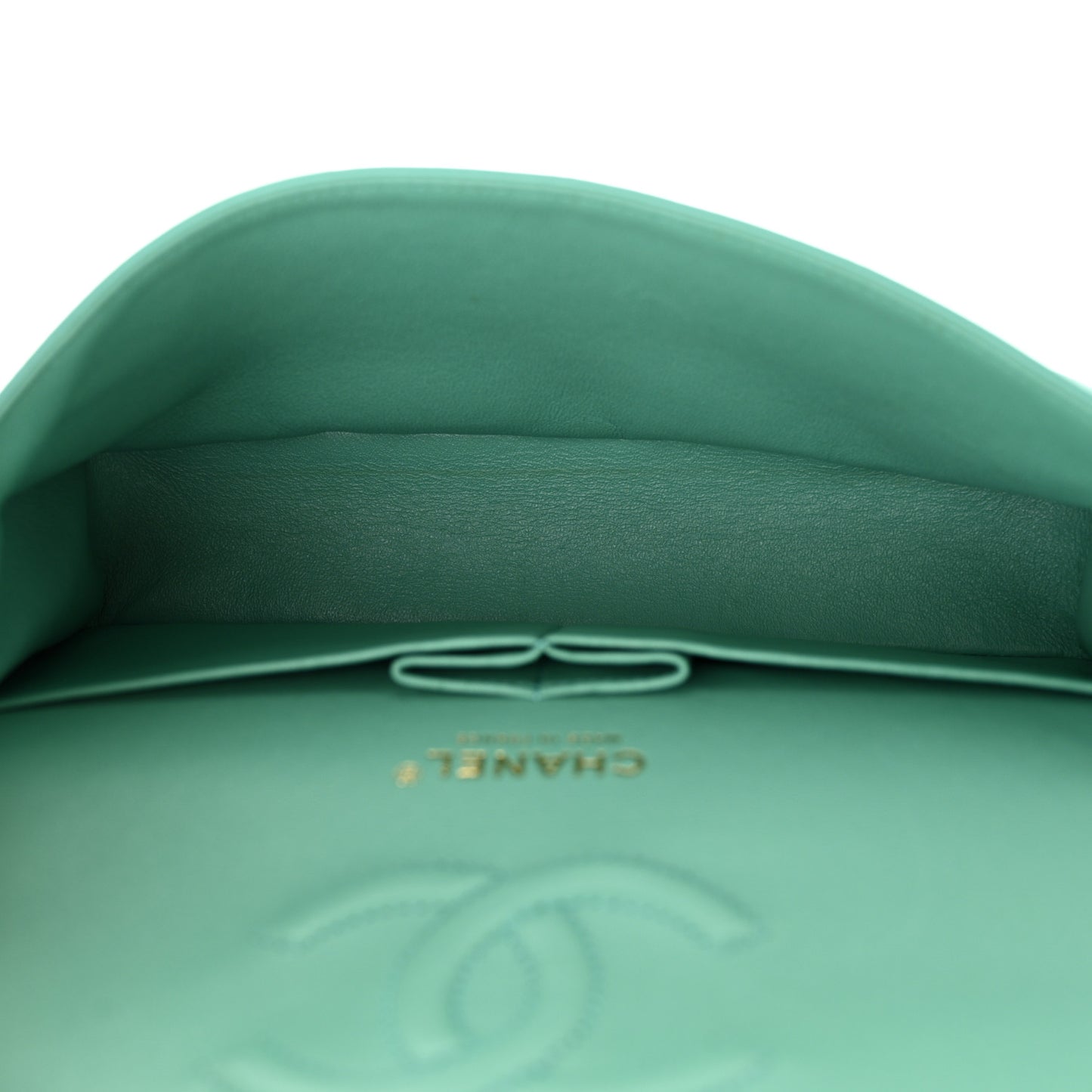 Lambskin Quilted Medium Double Flap Green