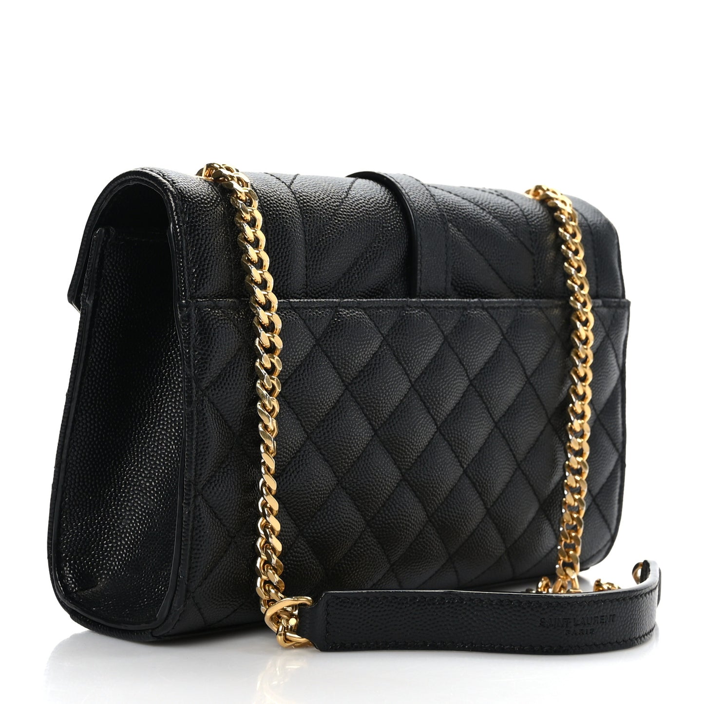 Grain De Poudre Textured Mixed Matelasse Triquilt Small Monogram Satchel Black