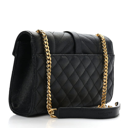 Saint Laurent Grain De Poudre Textured Mixed Matelasse Triquilt Small Monogram Satchel Black 3 of 8