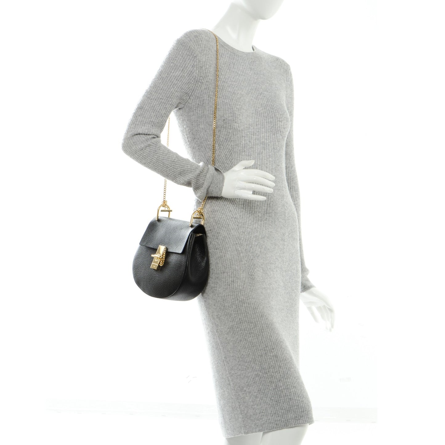 Grained Lambskin Drew Shoulder Bag Black