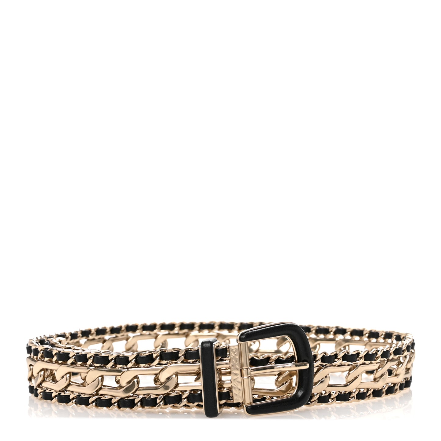 Calfskin Lambskin Metal Chain Belt 70 28 Black