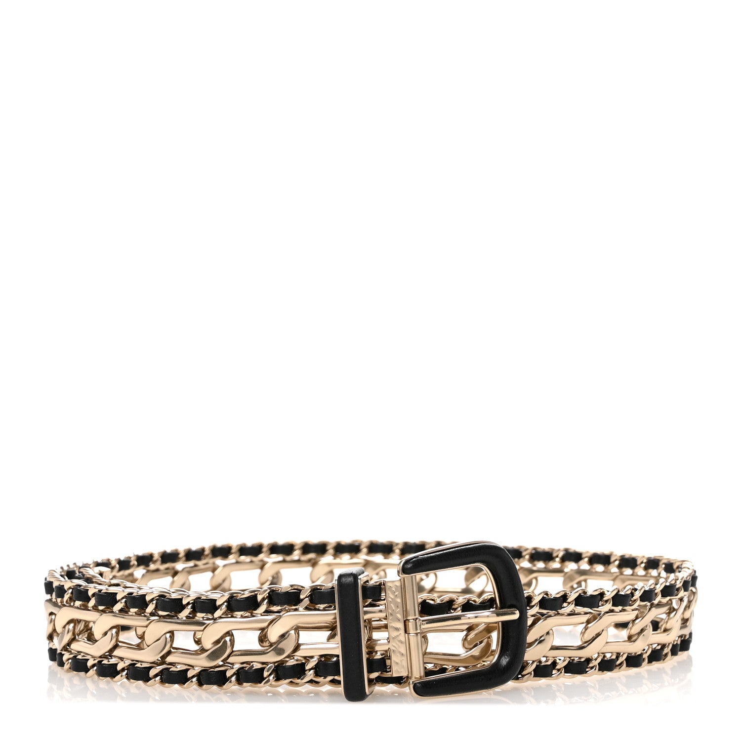 Chanel Calfskin Lambskin Metal Chain Belt 70 28 Black 1 of 6