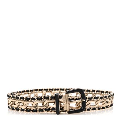 Chanel Calfskin Lambskin Metal Chain Belt 70 28 Black 1 of 6