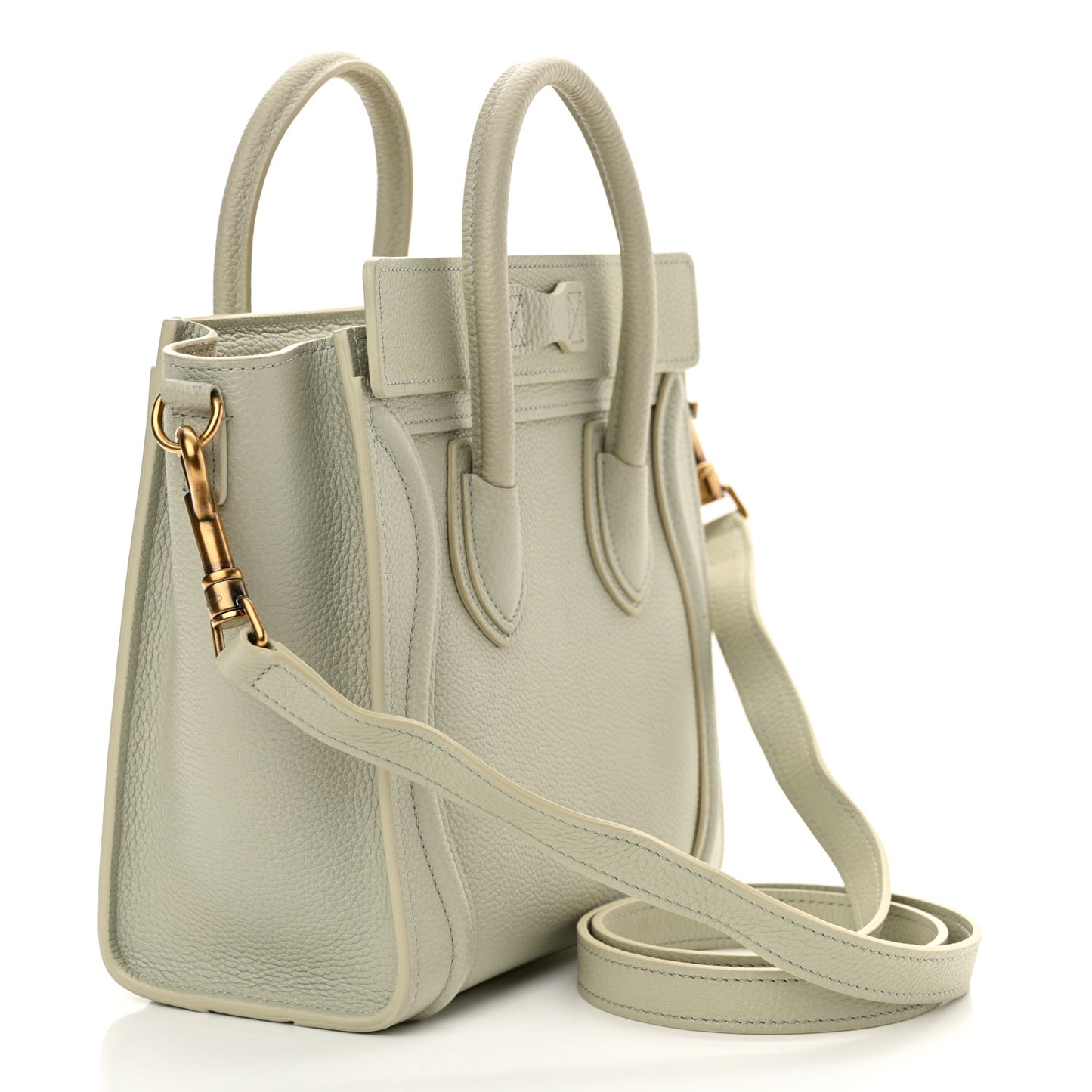Drummed Calfskin Nano Luggage Vert D'eau