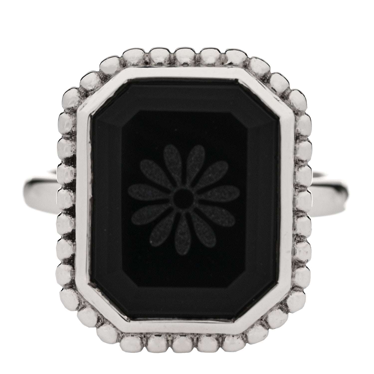 Tiffany Sterling Silver Black Onyx Ziegfeld Daisy Ring 55 7.25 1 of 6
