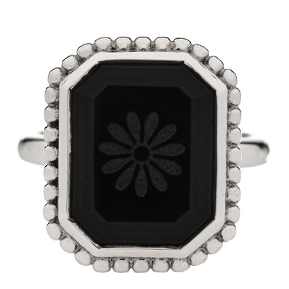 Tiffany Sterling Silver Black Onyx Ziegfeld Daisy Ring 55 7.25 1 of 6