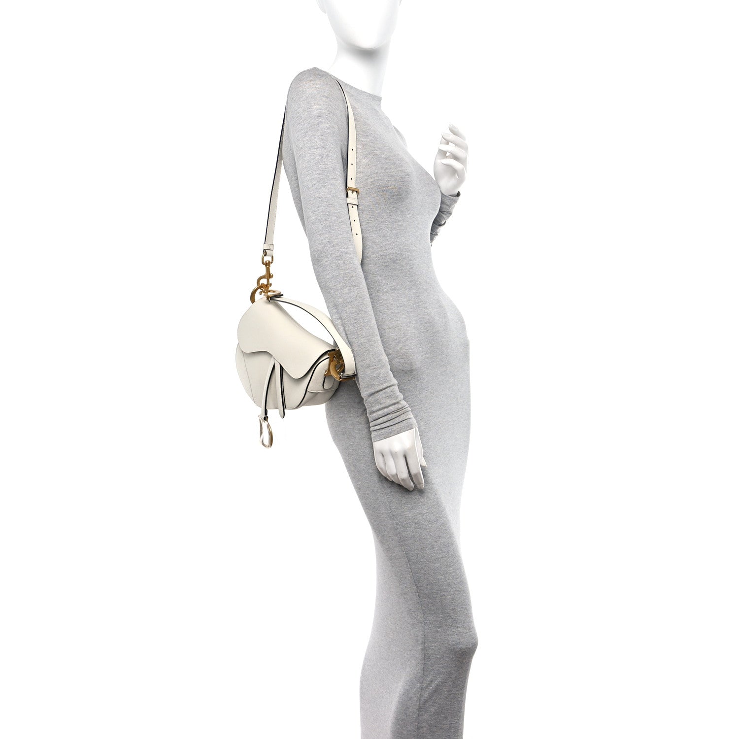 Christian Dior Grained Calfskin Saddle Bag With Strap Latte 2 of 10