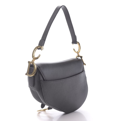 Christian Dior Grained Calfskin Saddle Bag Black 3 of 10
