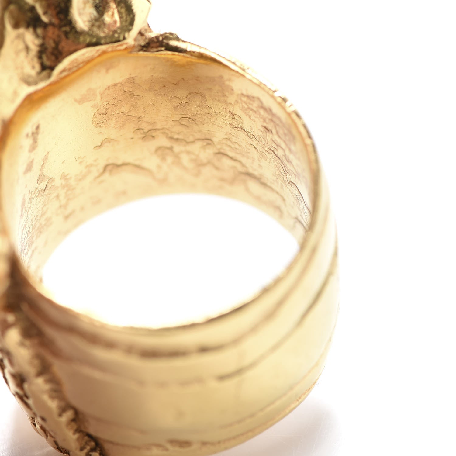 Saint Laurent Glass Cabochon Arty Ovale Ring 5 Gold Turquoise 6 of 7