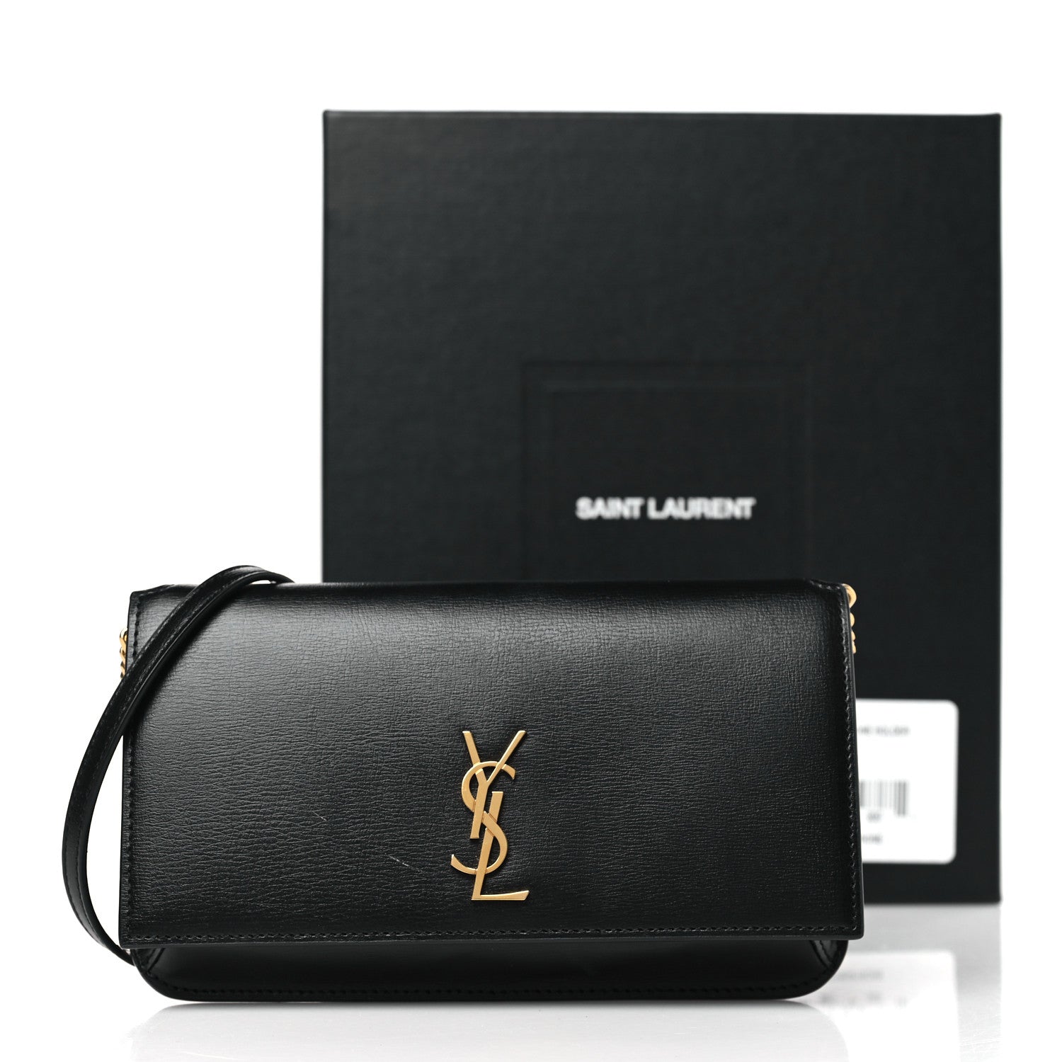 Saint Laurent Grained Calfskin Monogram Phone Holder Crossbody Black 3 of 10