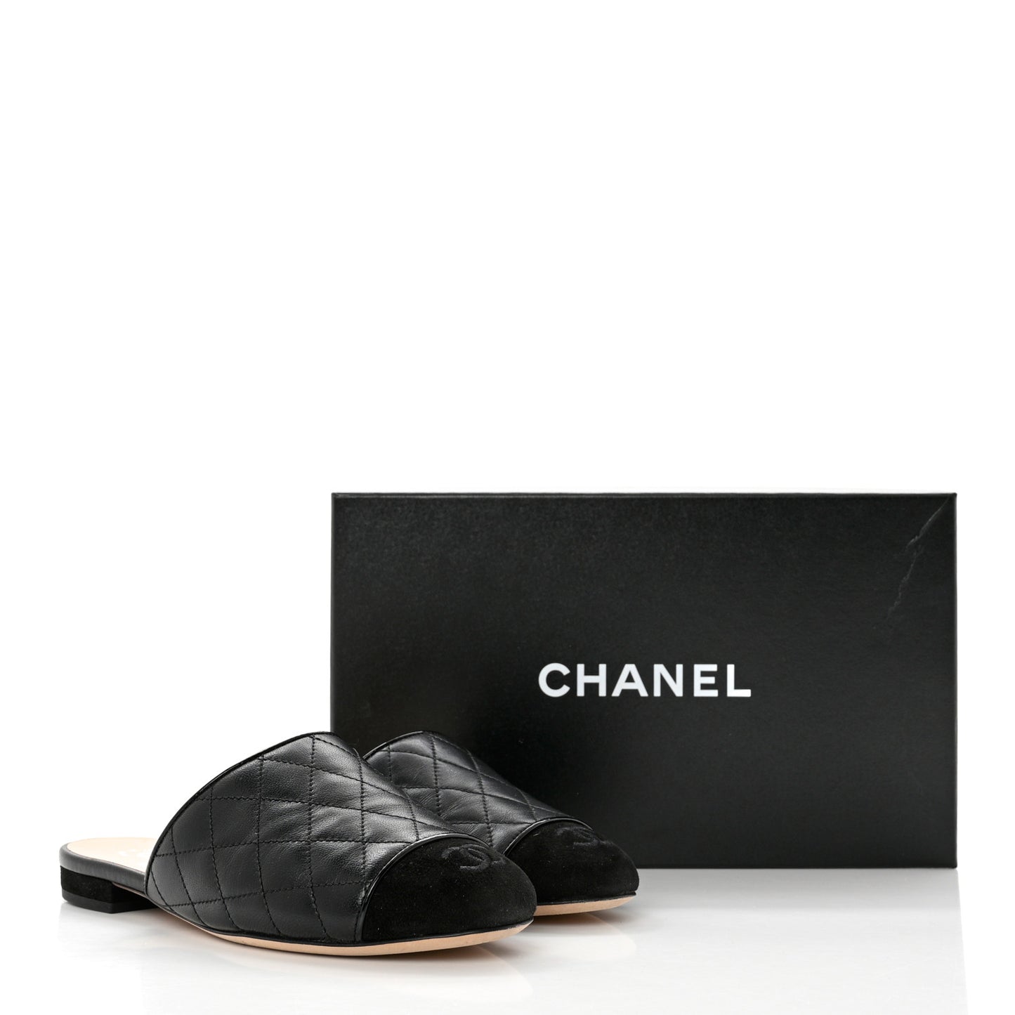 Lambskin Kid Suede Quilted Mules 36 Black