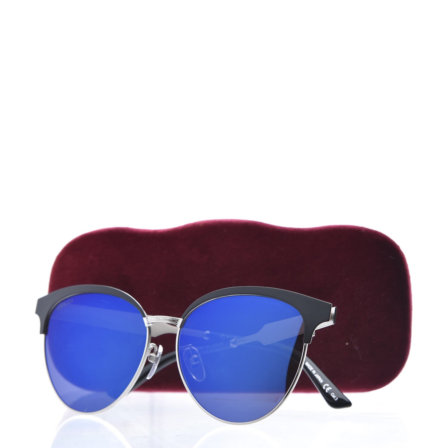 Gucci Round Metal GG0074SK Sunglasses Black Silver 7 of 8
