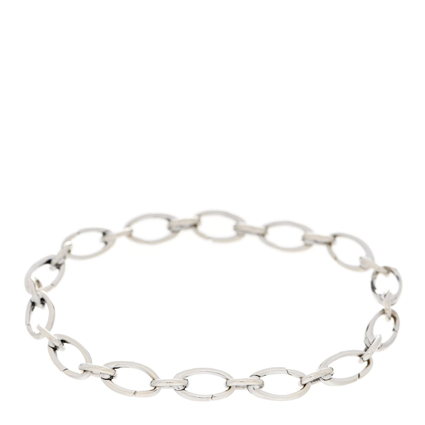 18K White Gold Oval Link Bracelet