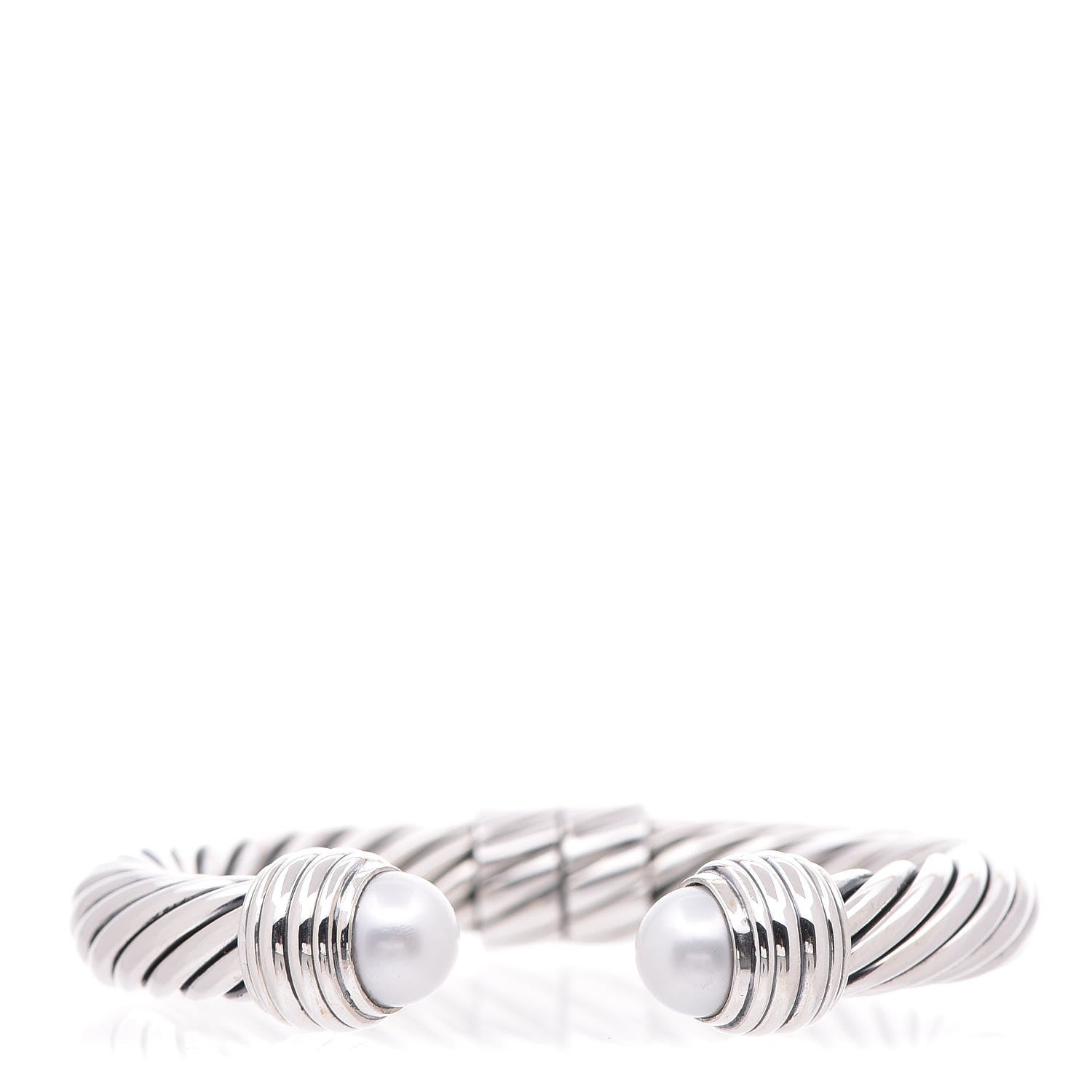 David Yurman Sterling Silver Pearl 10mm Cable Classics Hinged Bracelet 5 of 8