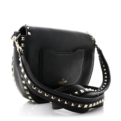 Valentino Garavani Grained Calfskin Rockstud Saddle Bag Black 3 of 11