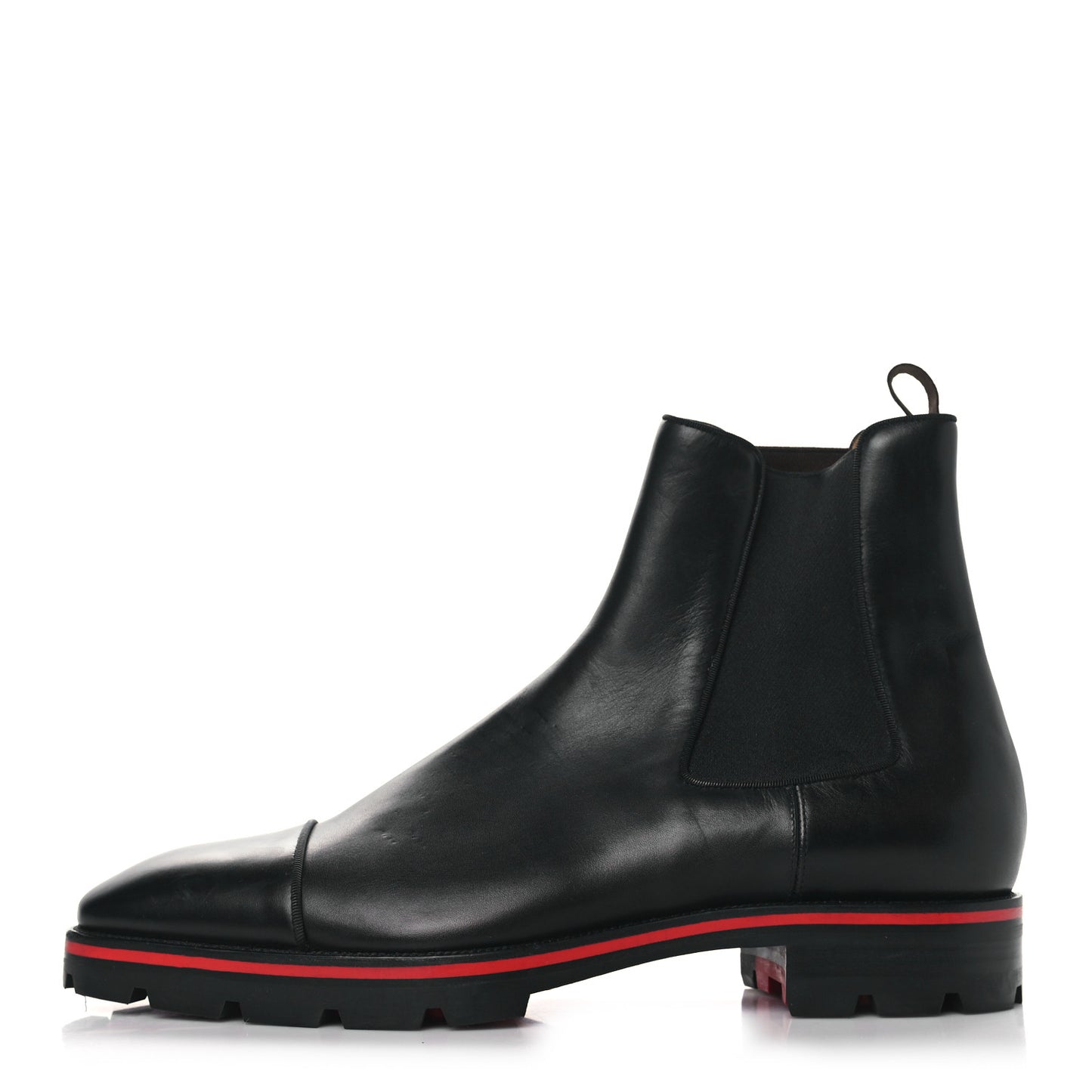 Calfskin Mens Melon Flat Chelsea Boots 46 Black
