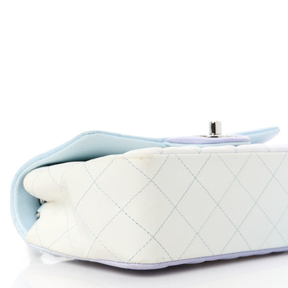 Chanel Perforated Lambskin Quilted Mini Rectangular Flap Light Blue Light Purple White 10 of 13