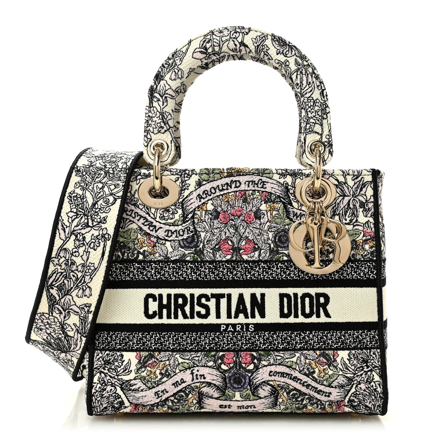 Canvas Around the World Embroidered Medium Lady D-Lite White Multicolor