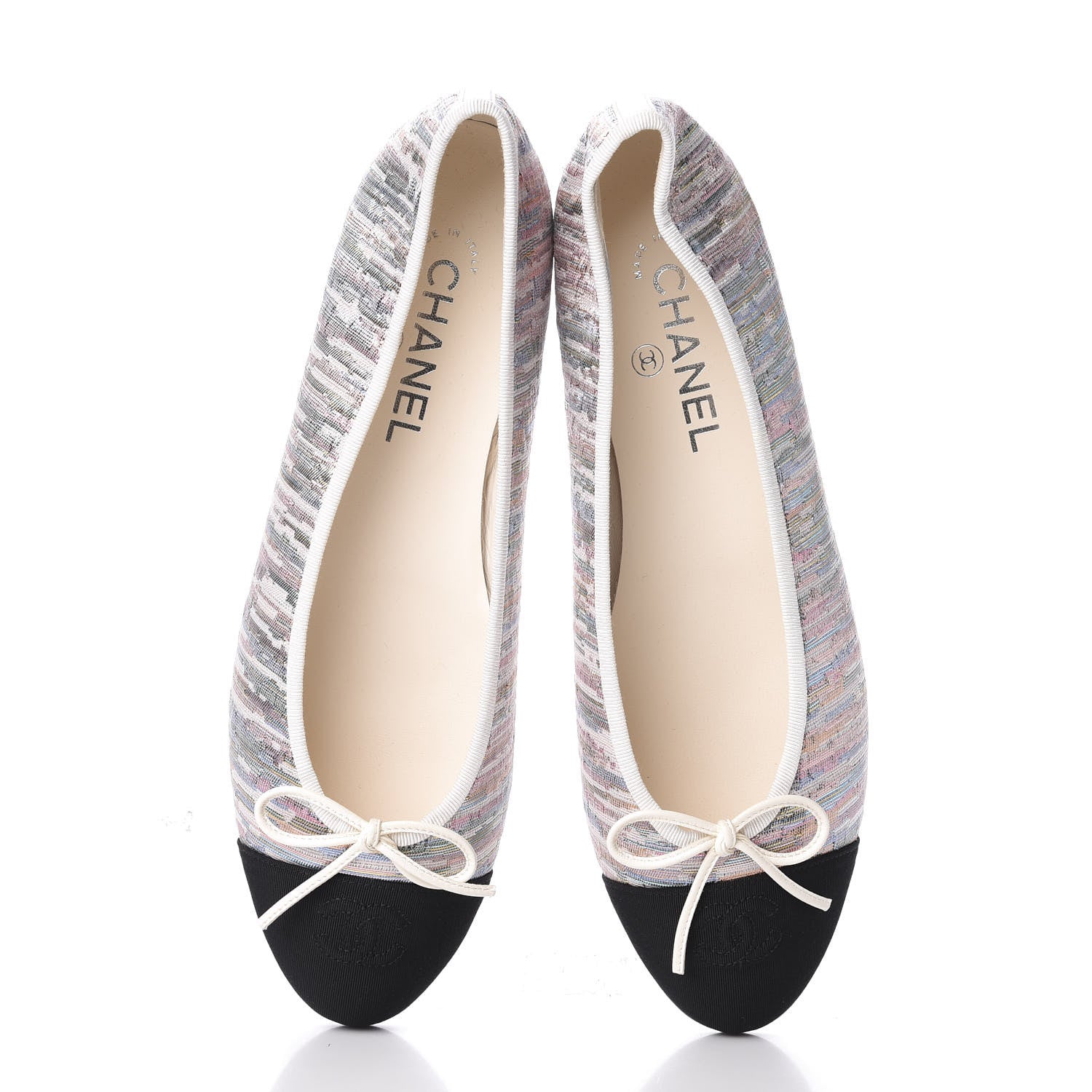 Chanel Sequin Grosgrain Cap Toe Ballerina Flats 40.5 Black Multicolor 6 of 10