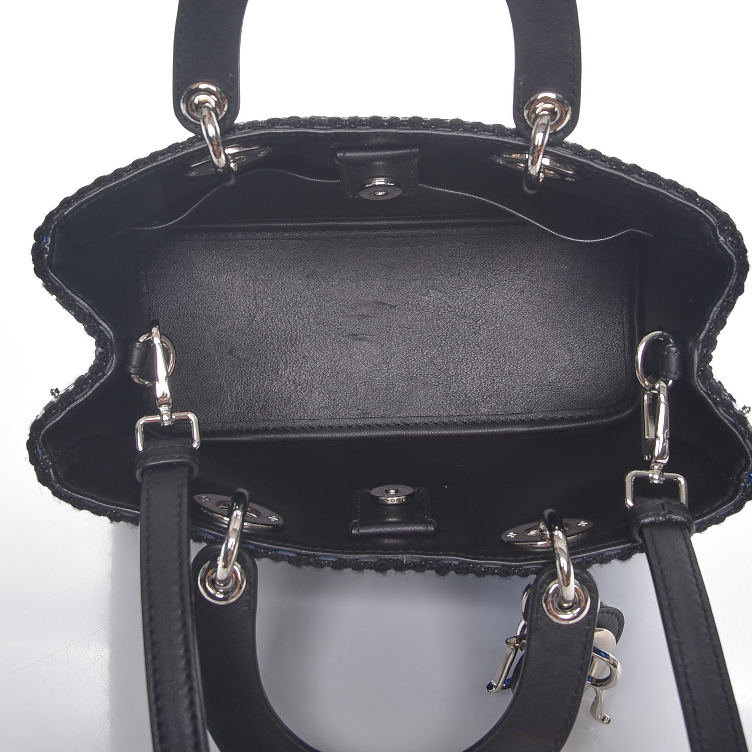 Christian Dior Metallic Tweed Mini Diorissimo Blue 5 of 7