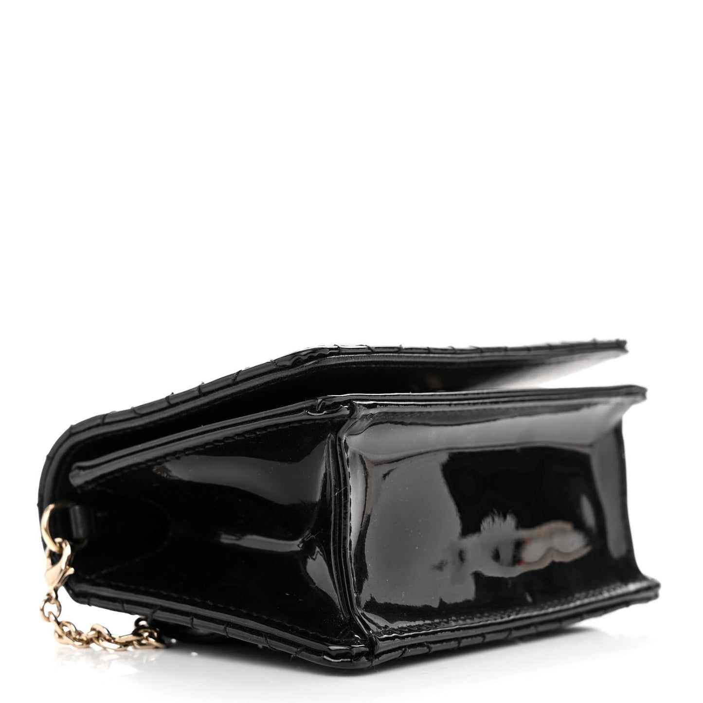 Patent Cannage Nano Lady Dior Pouch Black