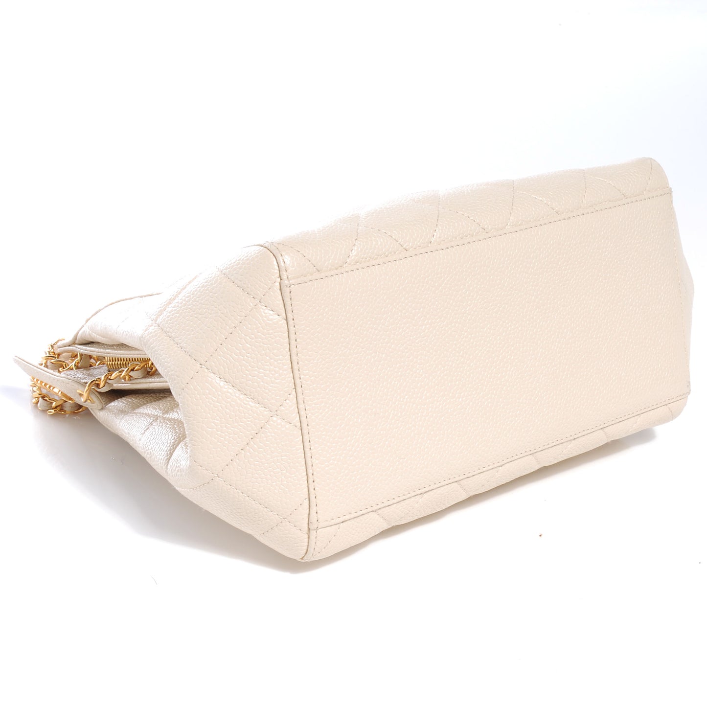 Caviar Quilted Small Chain Shoulder Bag White