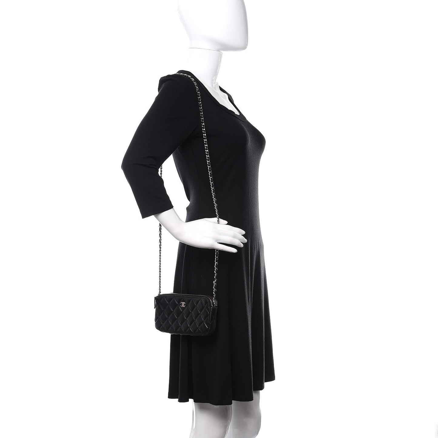 Lambskin Quilted Small Clutch With Chain Black