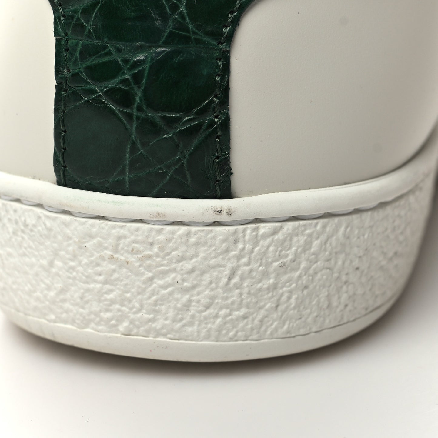 Calfskin Crocodile Web Womens Ace Sneakers 41 White Green