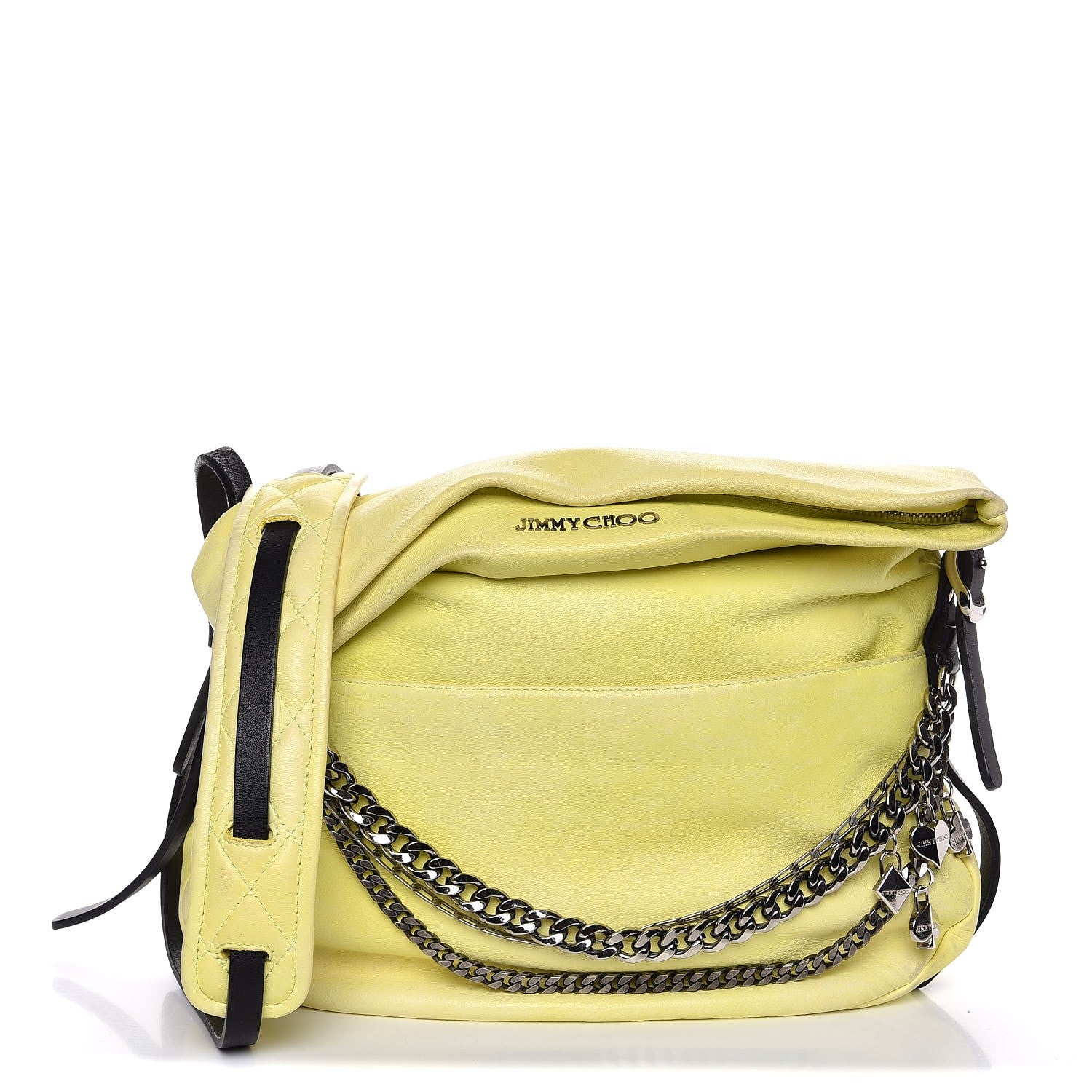 Jimmy Choo Lambskin Small Biker Hobo Yellow 1 of 12